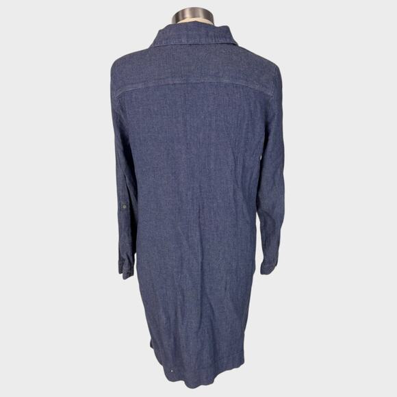 J. Jill Denim Small Petite Button Front Shirt Dress Long Sleeve Collar Cotton - Picture 6 of 8